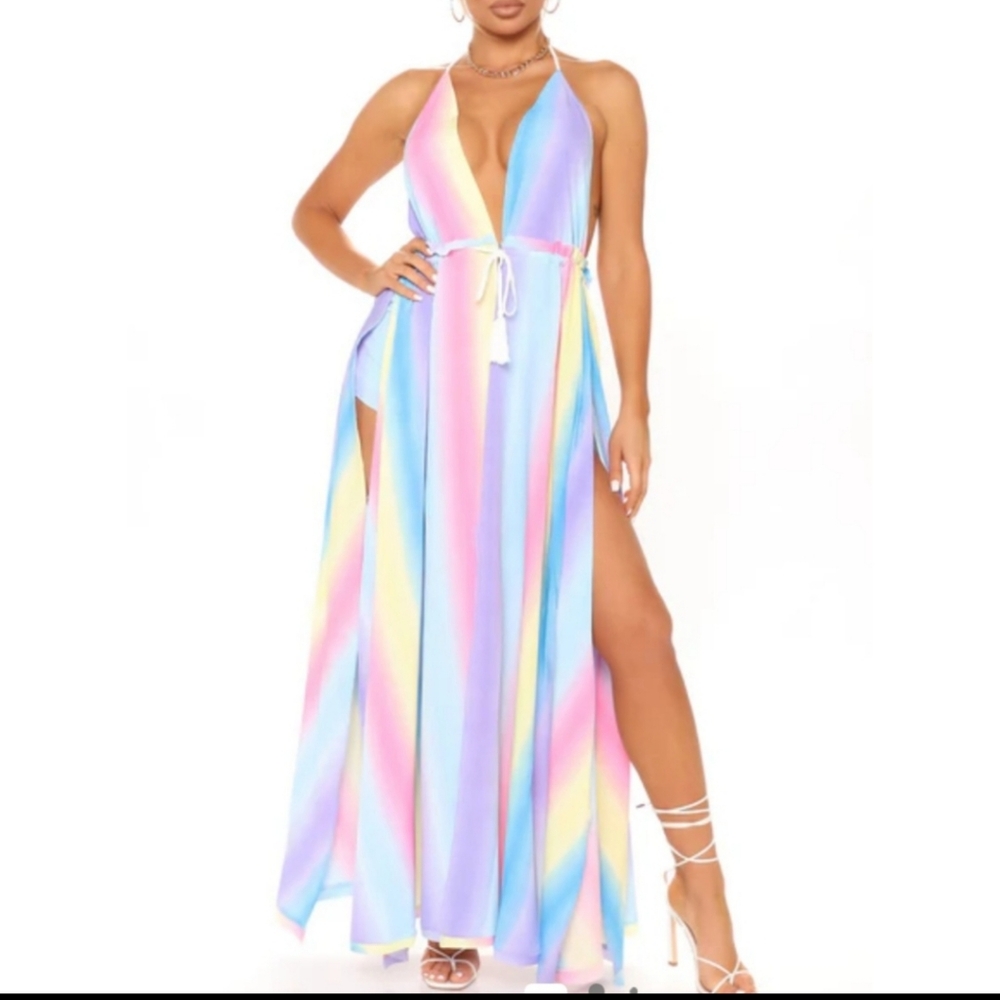 Colorful Halter Maxi Dress